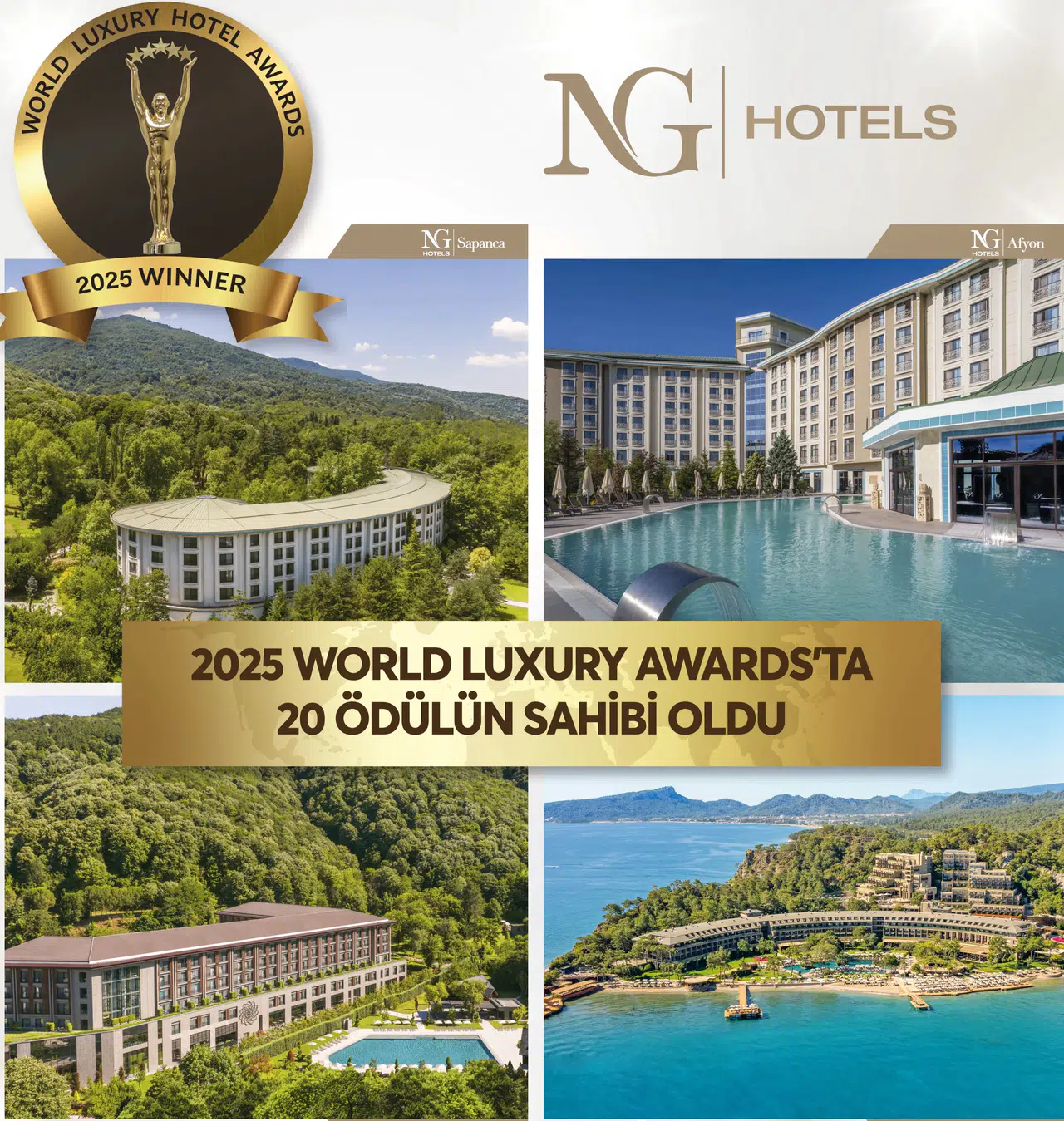 NG HOTELS, 2025 Dünya Lüks Ödülleri'nde 20 Farklı Ödül Kazandı!