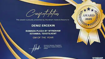 Ramada Plaza by Wyndham İstanbul Tekstilkent, "2025 Yılının Genel Müdürü" Ödülünü Kazandı!