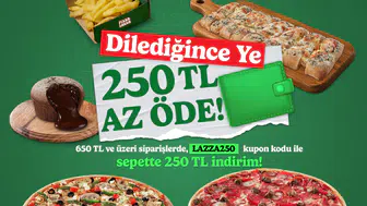 PizzaLazzada'dan Müthiş Kampanya: LAZZA250 Kodu ile 250 TL İndirim Fırsatı!
