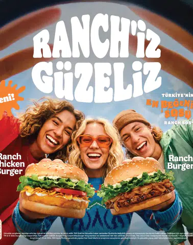 Burger King, "Ranch'iz Güzeliz" Kampanyasıyla Yeni Ranch Burger Serisini Tanıttı!