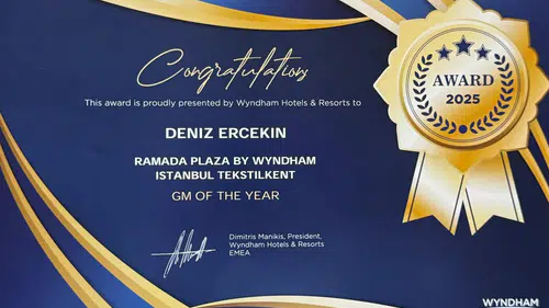 Ramada Plaza by Wyndham İstanbul Tekstilkent, "2025 Yılının Genel Müdürü" Ödülünü Kazandı!