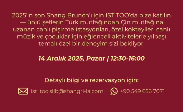 Gault & Millau'dan Onaylı "Yılın En İyi Brunch'ı" 14 Aralık'ta Shang'da!