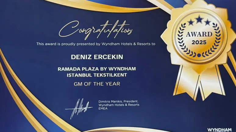 Ramada Plaza by Wyndham İstanbul Tekstilkent, "2025 Yılının Genel Müdürü" Ödülünü Kazandı!