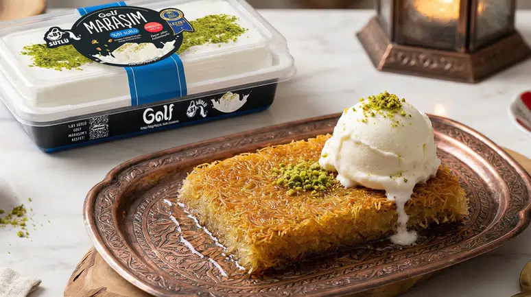 İftar Sofralarını Şenlendiren: %81 Sütlü Golf Maraş Dondurmalı Çıtır Kadayıf!