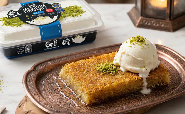 İftar Sofralarını Şenlendiren: %81 Sütlü Golf Maraş Dondurmalı Çıtır Kadayıf!